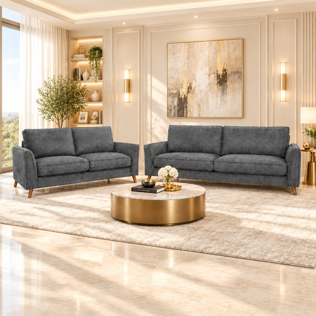 Alex 3+2 Seater Fabric Sofa Set - Anthracite